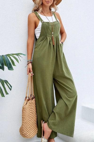 Women's Casual Loose Fit Jumpsuit – Sleeveless, Wide-Leg, Lightweight