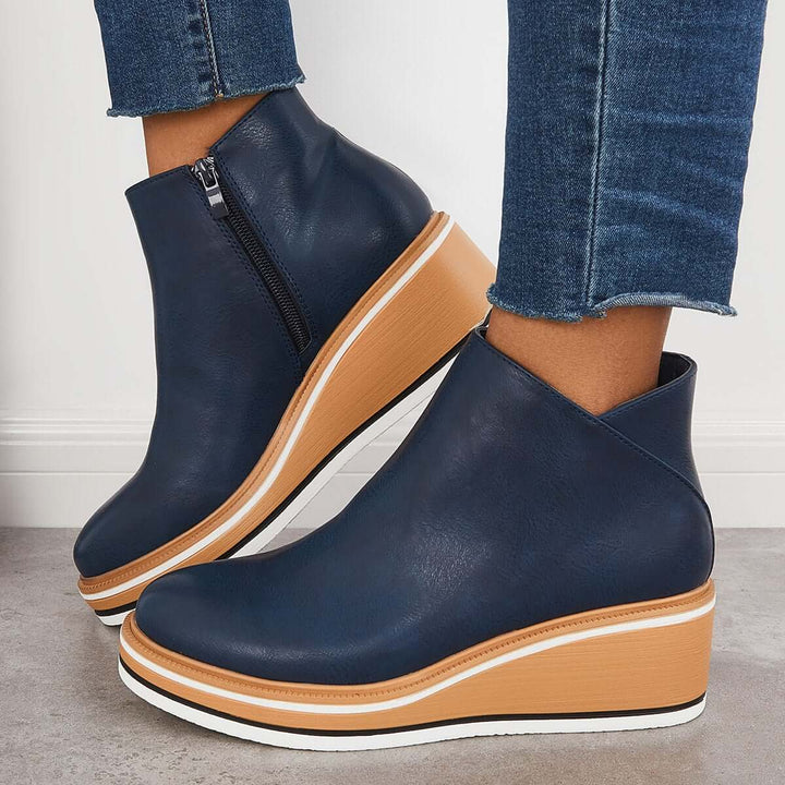 Stylish Women's Ankle Boots with Zip and Platform - Comfortable, Trendy Footwear