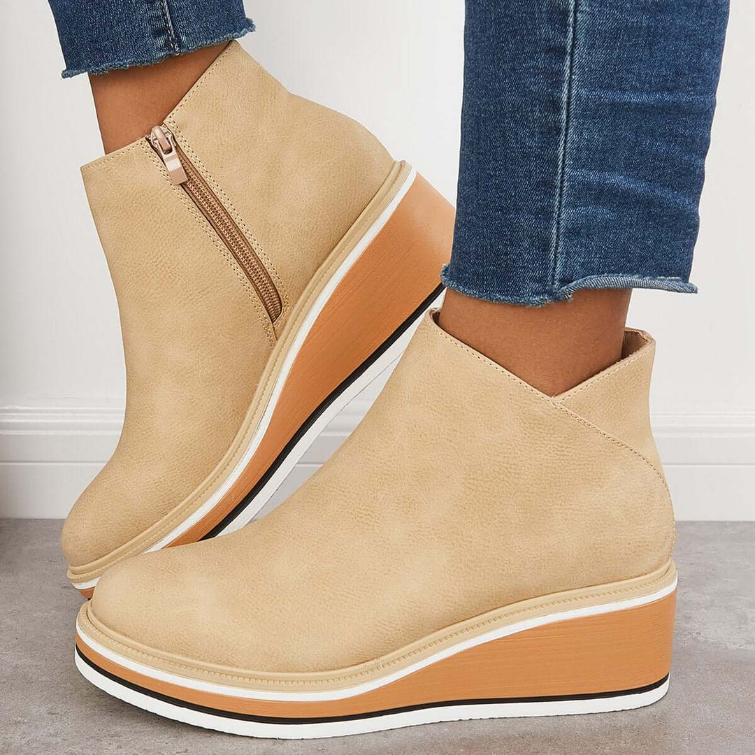 Stylish Women's Ankle Boots with Zip and Platform - Comfortable, Trendy Footwear