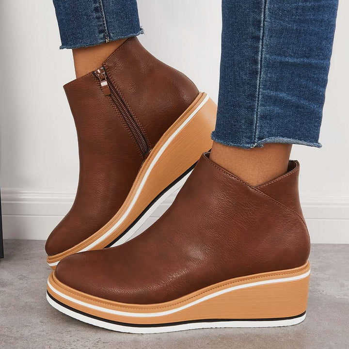 Stylish Women's Ankle Boots with Zip and Platform - Comfortable, Trendy Footwear