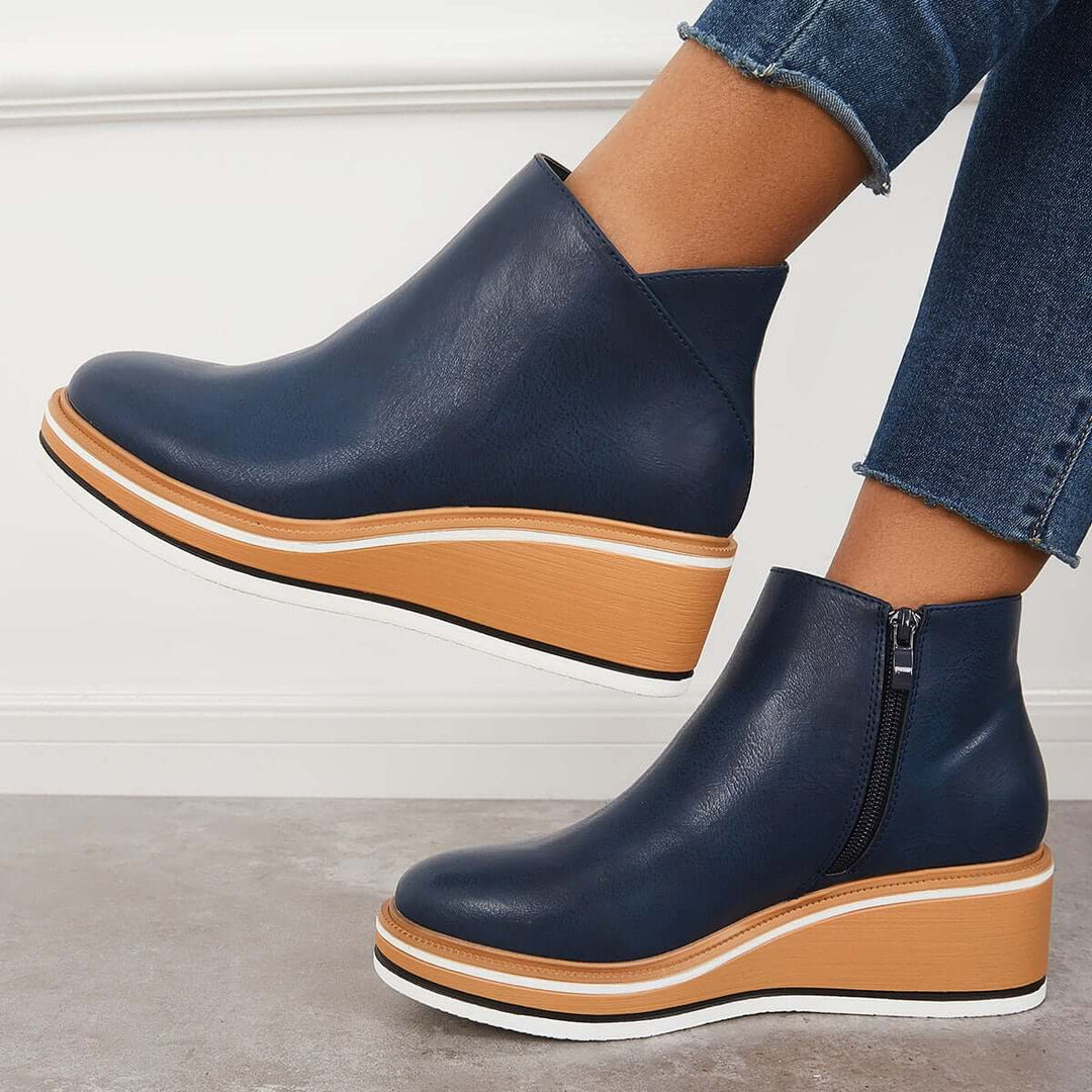 Stylish Women's Ankle Boots with Zip and Platform - Comfortable, Trendy Footwear