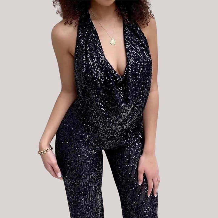 Elegant Women's Jumpsuit – Sleeveless, Wide-Leg, Formal Outfit