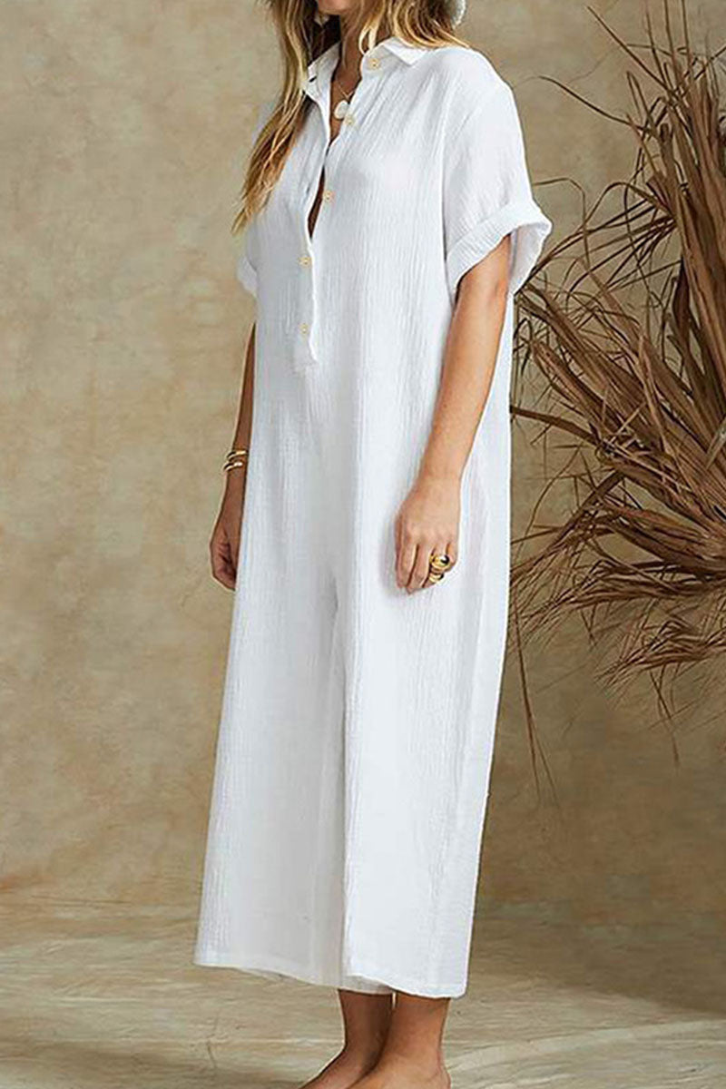 Women's relaxed jumpsuit with a notch collar