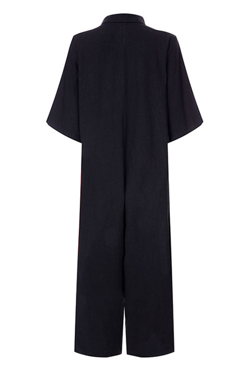 Women's relaxed jumpsuit with a notch collar