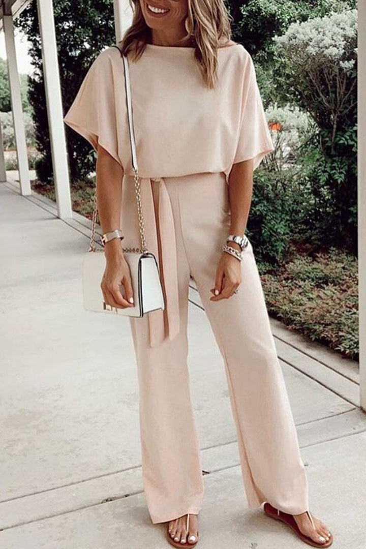 Women's casual round neck loose jumpsuit