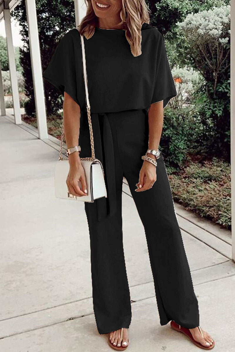 Women's casual round neck loose jumpsuit