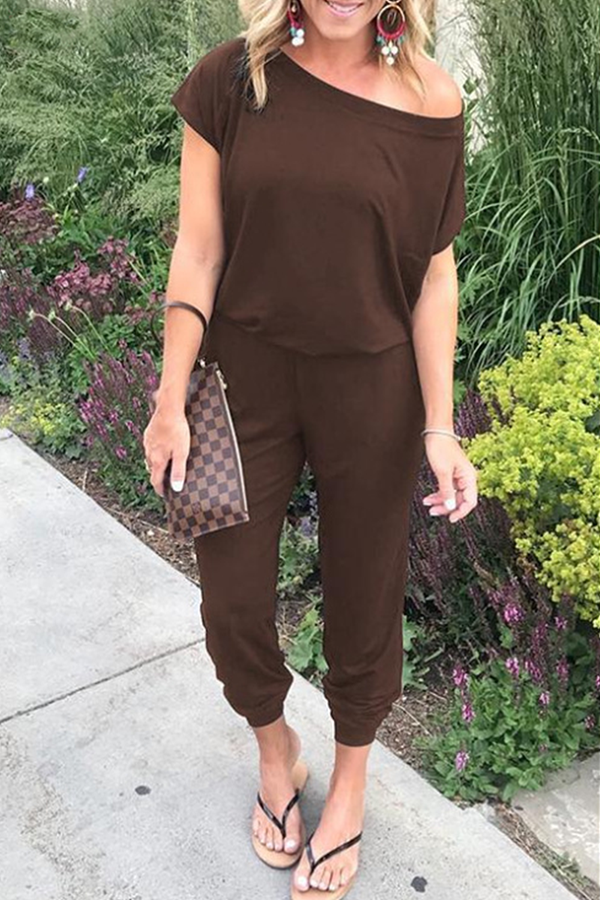 Women's casual loose off-shoulder jumpsuit