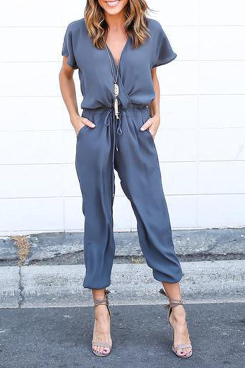 Women's vneck jumpsuit with crossed straps