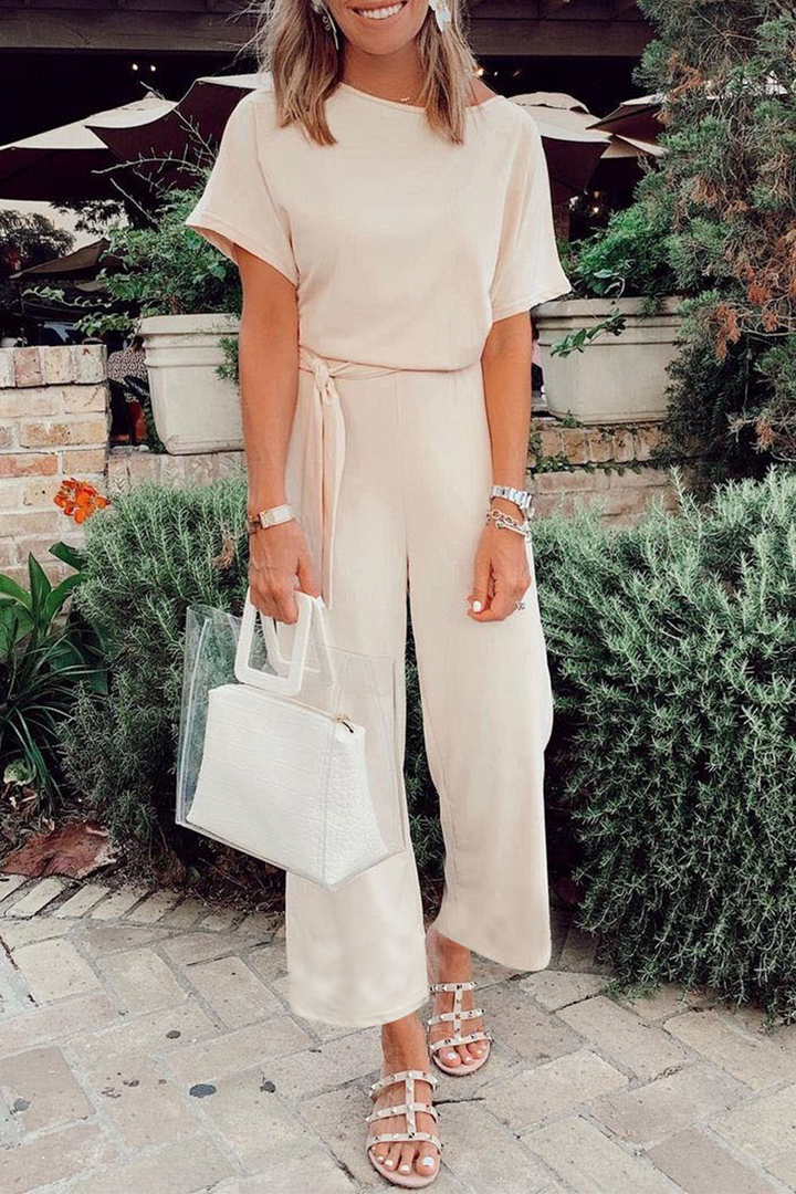 Women's casual round neck loose jumpsuit