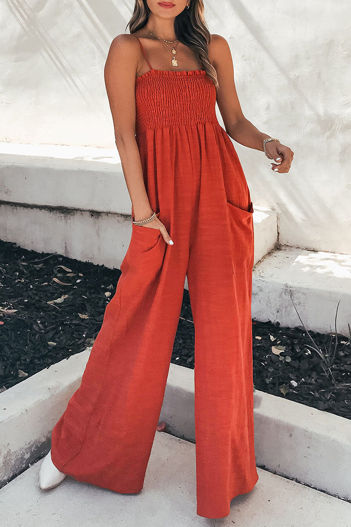 Women's stylish jumpsuit with spaghetti straps and relaxed fit