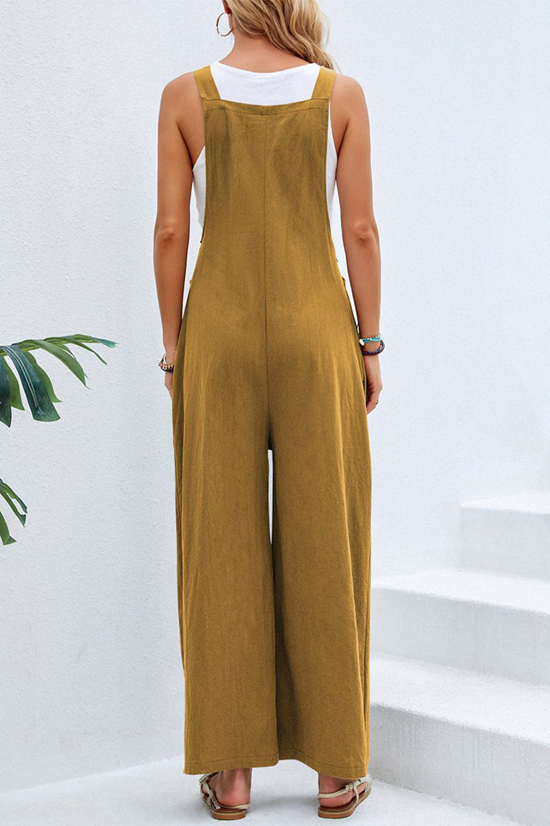 Women's spaghetti strap wide neck jumpsuit