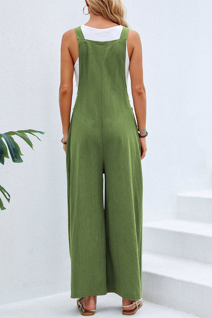 Women's spaghetti strap wide neck jumpsuit