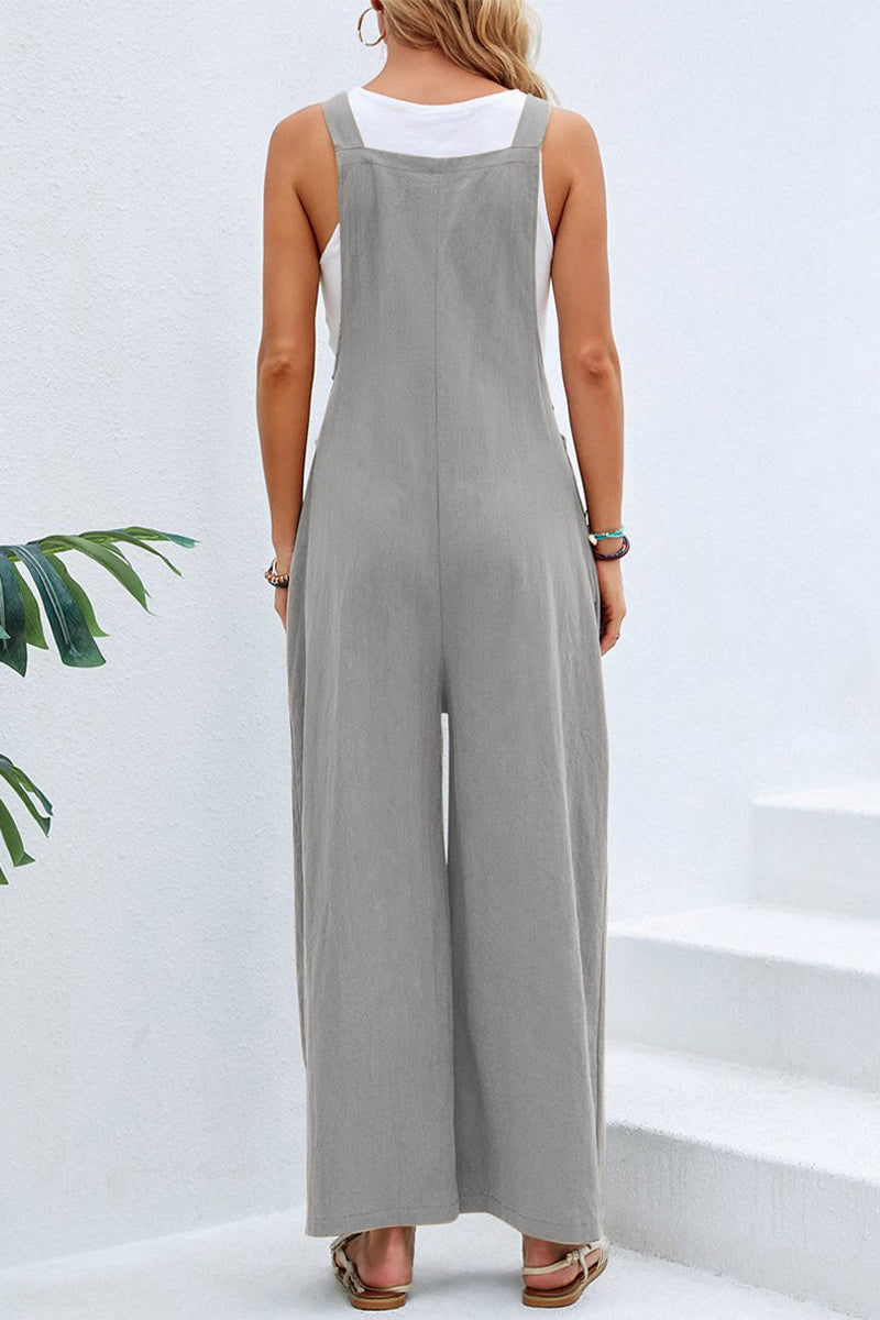 Women's spaghetti strap wide neck jumpsuit