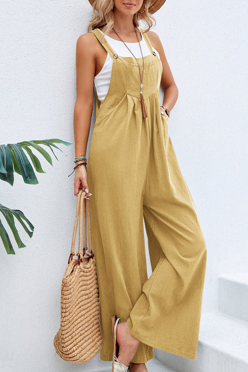 Women's spaghetti strap wide neck jumpsuit