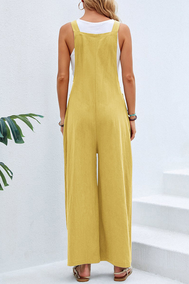 Women's spaghetti strap wide neck jumpsuit