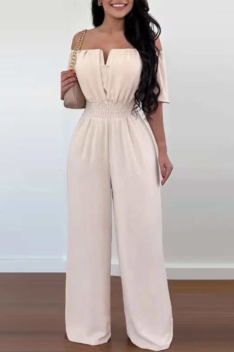 Women's short sleeve off-shoulder regular jumpsuit