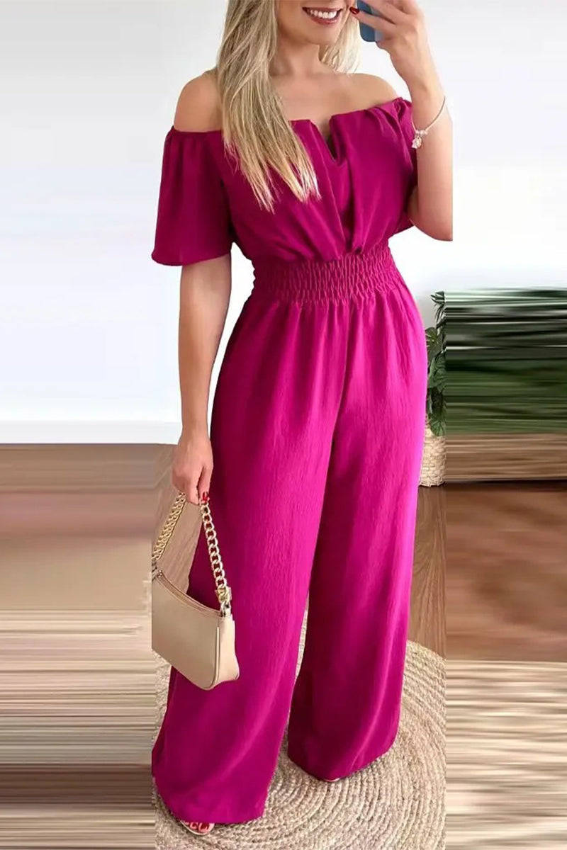 Women's short sleeve off-shoulder regular jumpsuit