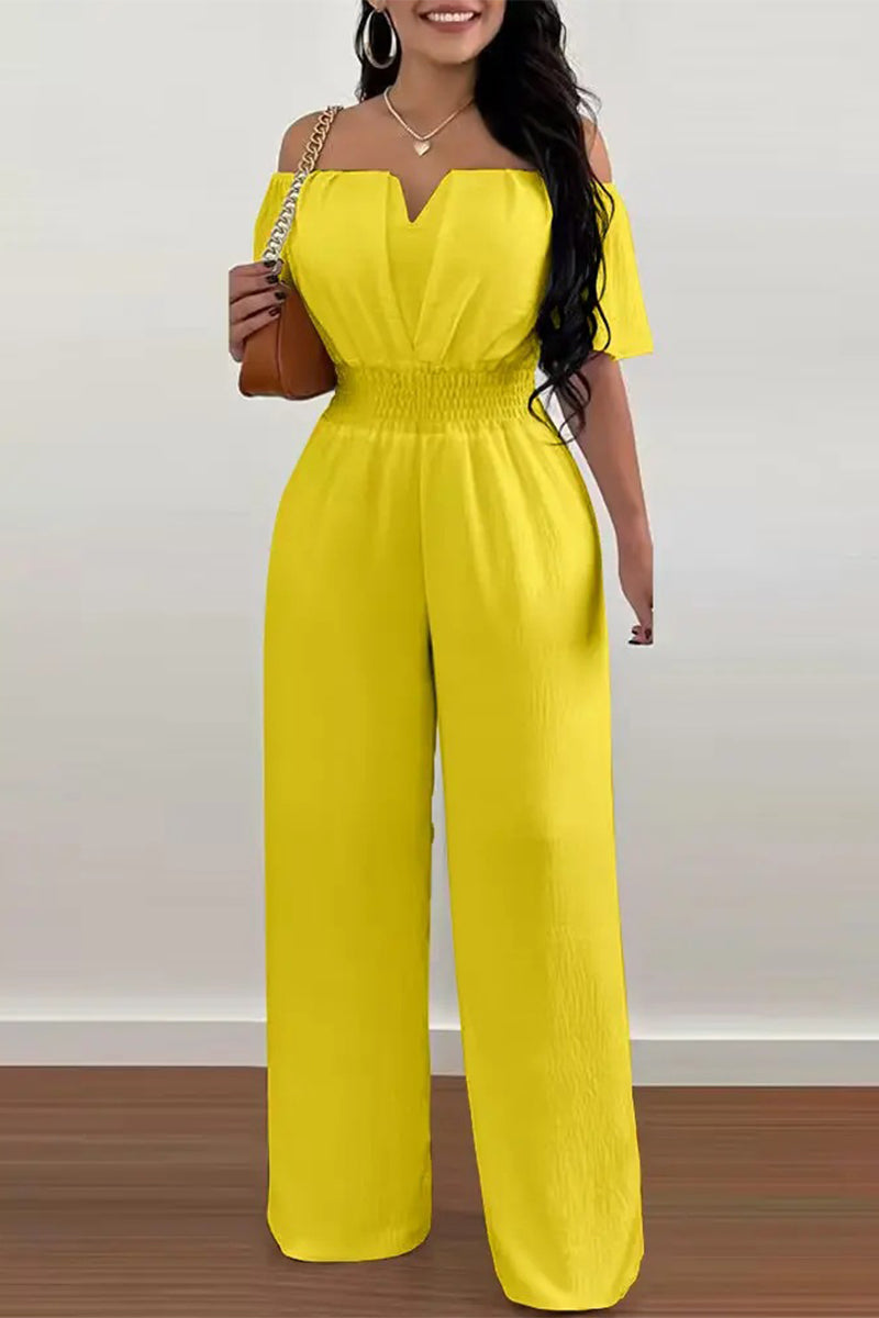 Women's short sleeve off-shoulder regular jumpsuit