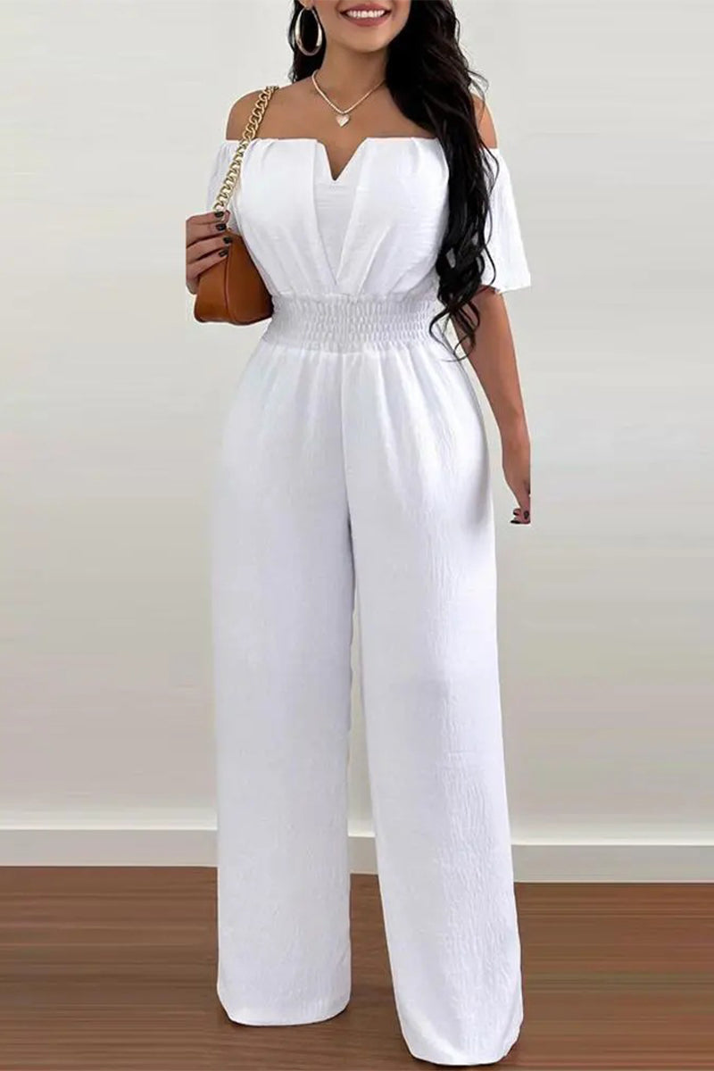 Women's short sleeve off-shoulder regular jumpsuit