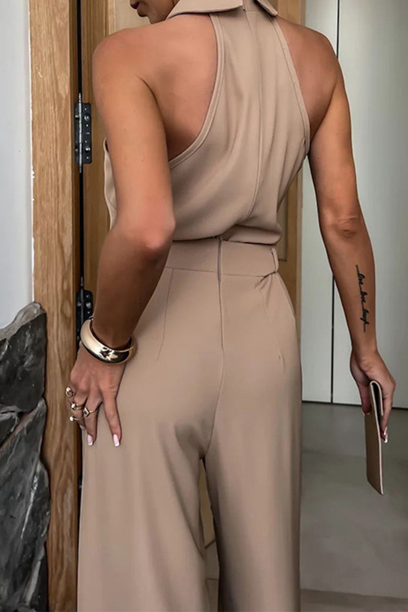 Sleek plain pocket jumpsuit for women