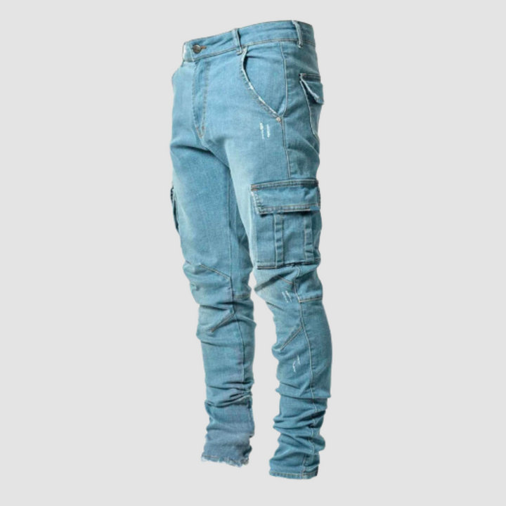 Men's stacked jeans with pocket detail