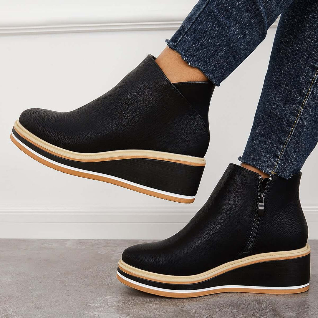 Stylish Women's Ankle Boots with Zip and Platform - Comfortable, Trendy Footwear