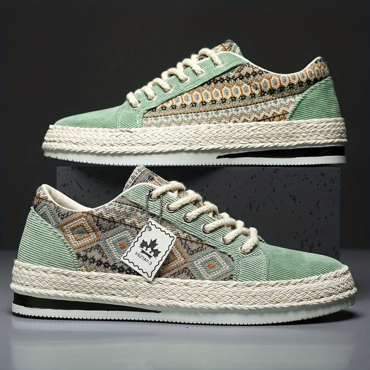 Ethnic patterned canvas sneakers for men