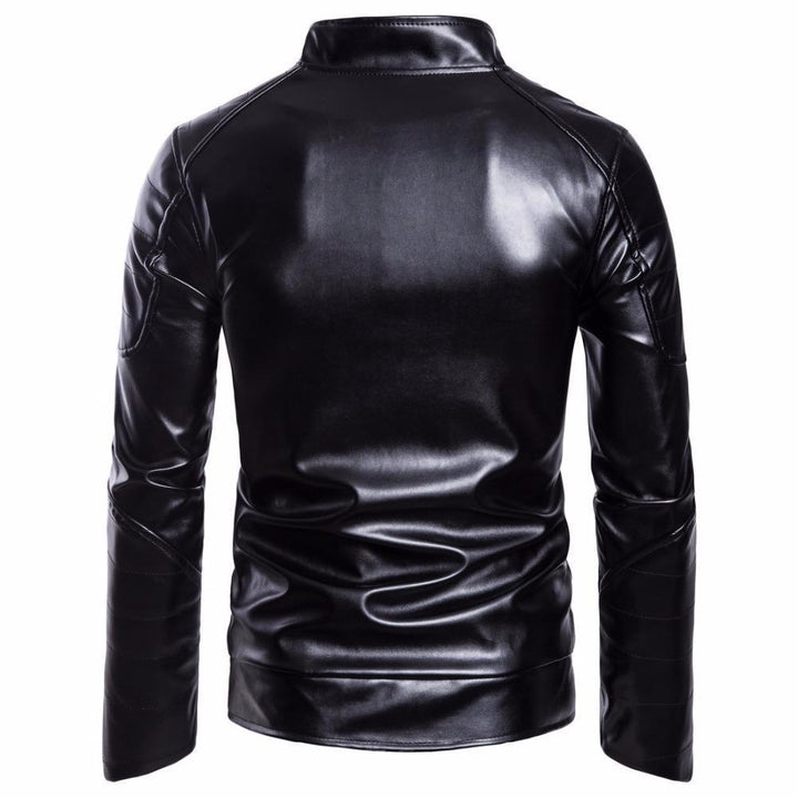 Stylish men's leather jacket with diamond pattern