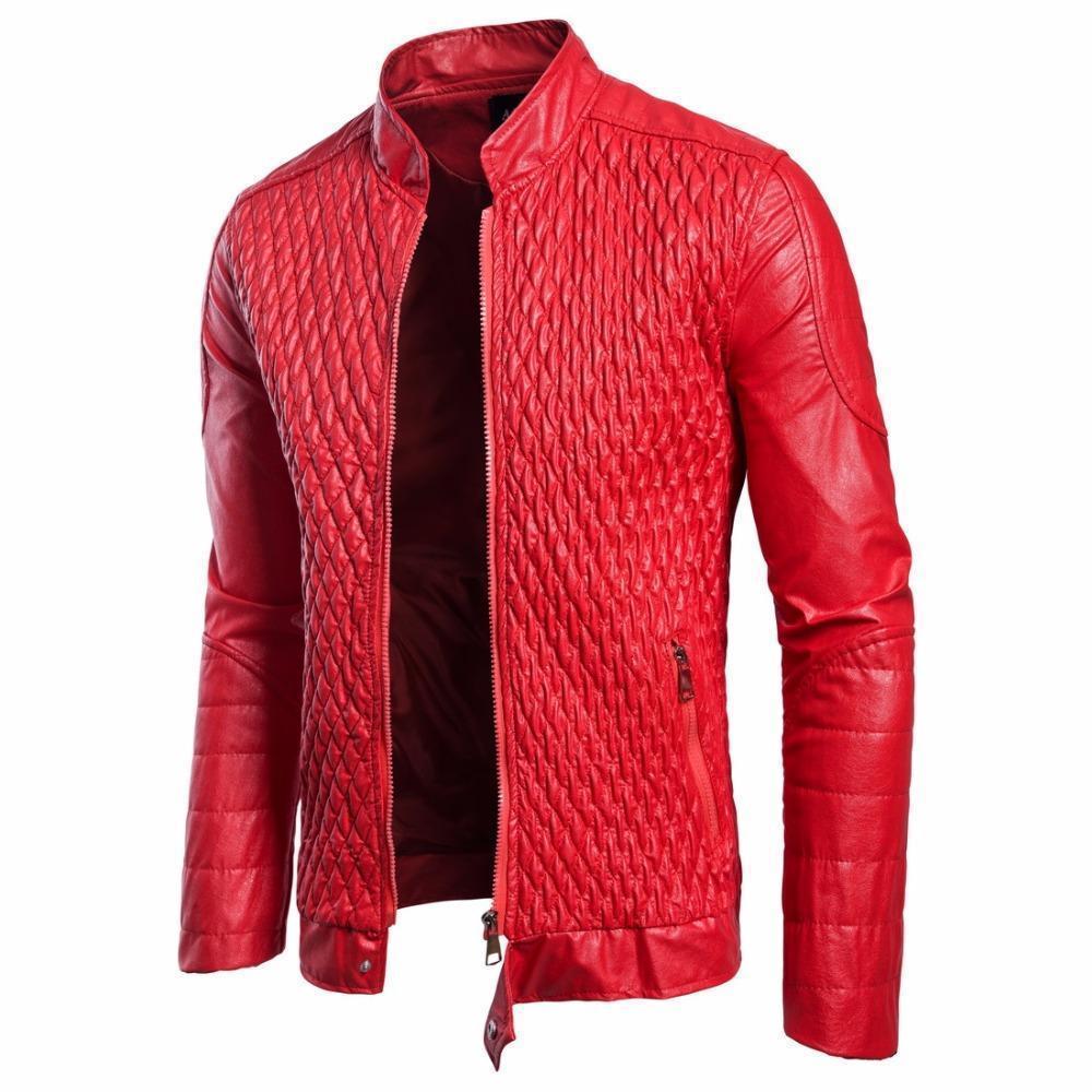 Stylish men's leather jacket with diamond pattern