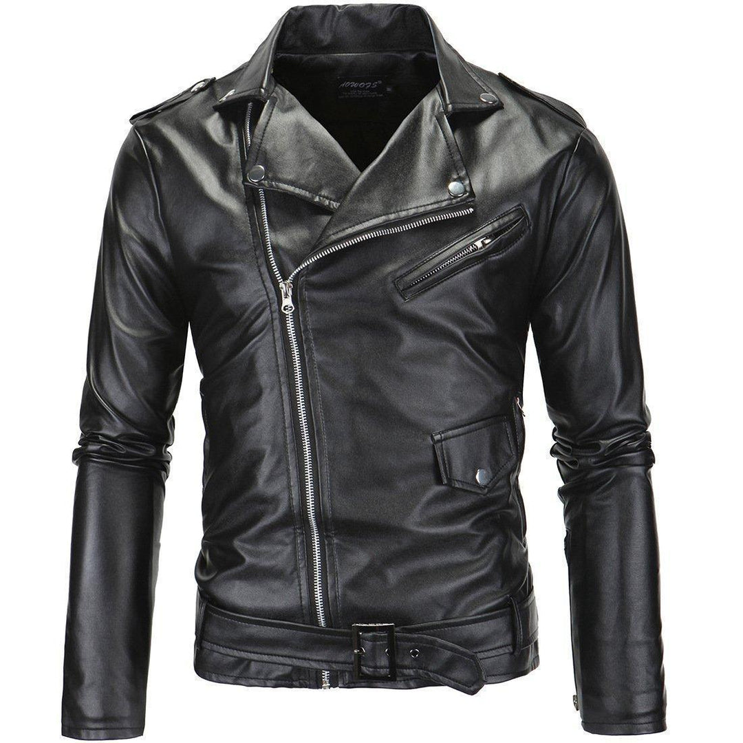 Men's casual motorcycle jacket with collar