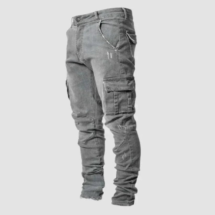 Slim-Fit Stretch Denim Cargo Pants for Men