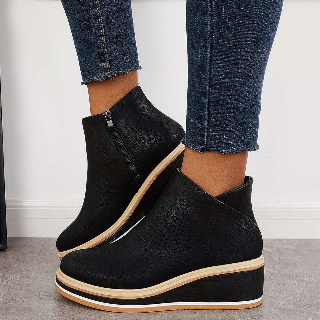 Stylish Women's Ankle Boots with Zip and Platform - Comfortable, Trendy Footwear