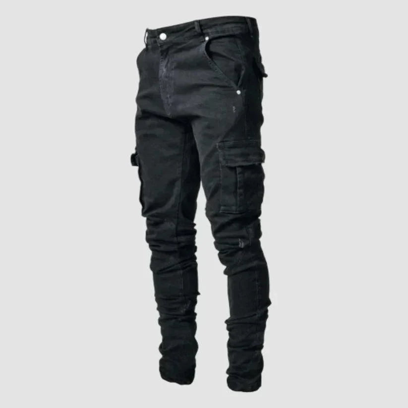 Slim-Fit Stretch Denim Cargo Pants for Men