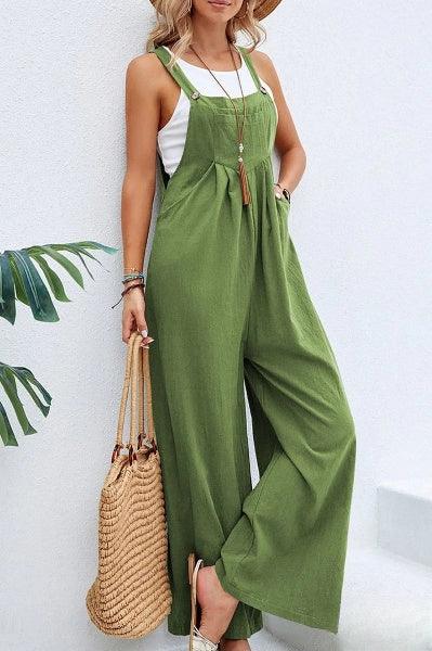 Women's Casual Loose Fit Jumpsuit – Sleeveless, Wide-Leg, Lightweight