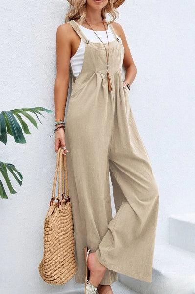 Women's Casual Loose Fit Jumpsuit – Sleeveless, Wide-Leg, Lightweight