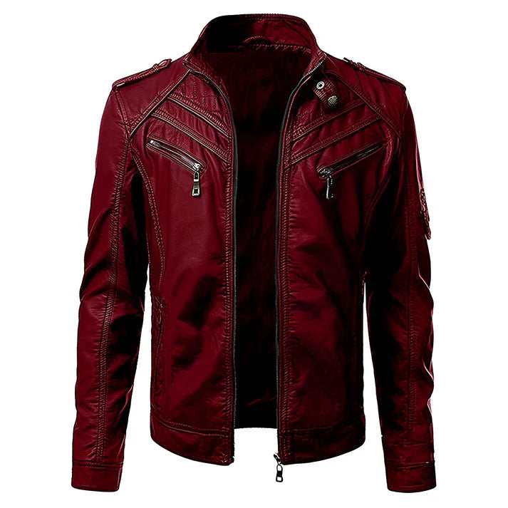 Men's biker style jacket with multiple pockets