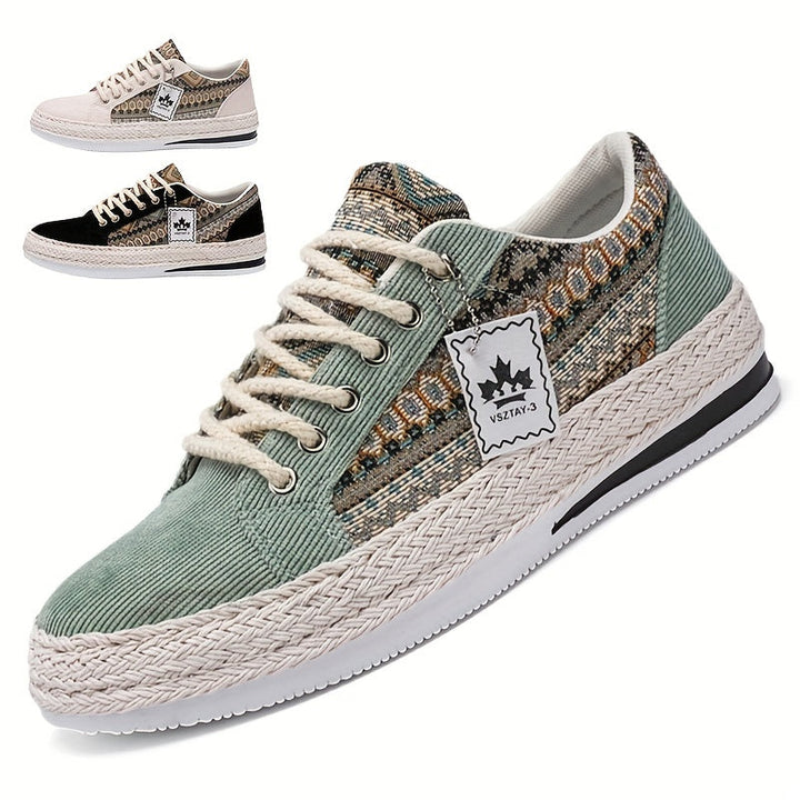 Ethnic patterned canvas sneakers for men