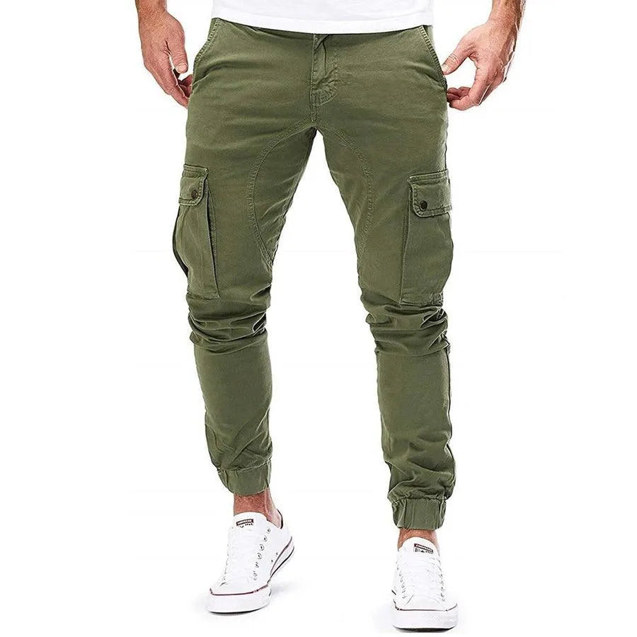 Men’s Cargo Jogger Pants - Cotton - Relaxed Fit - Elastic Waist & Cuffs - Multi-Pocket