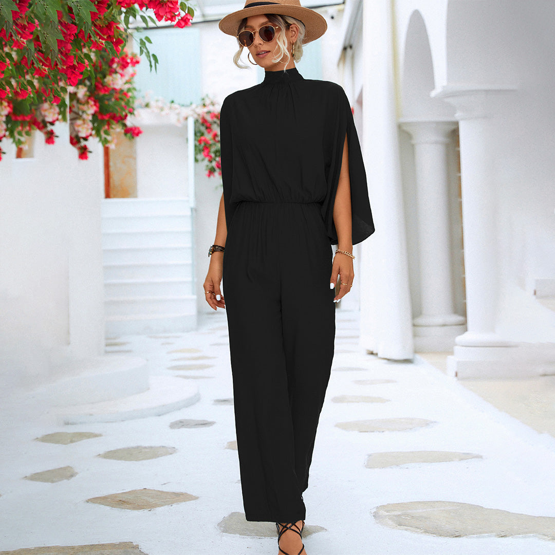 Women's elegant jumpsuit with loose bat sleeves