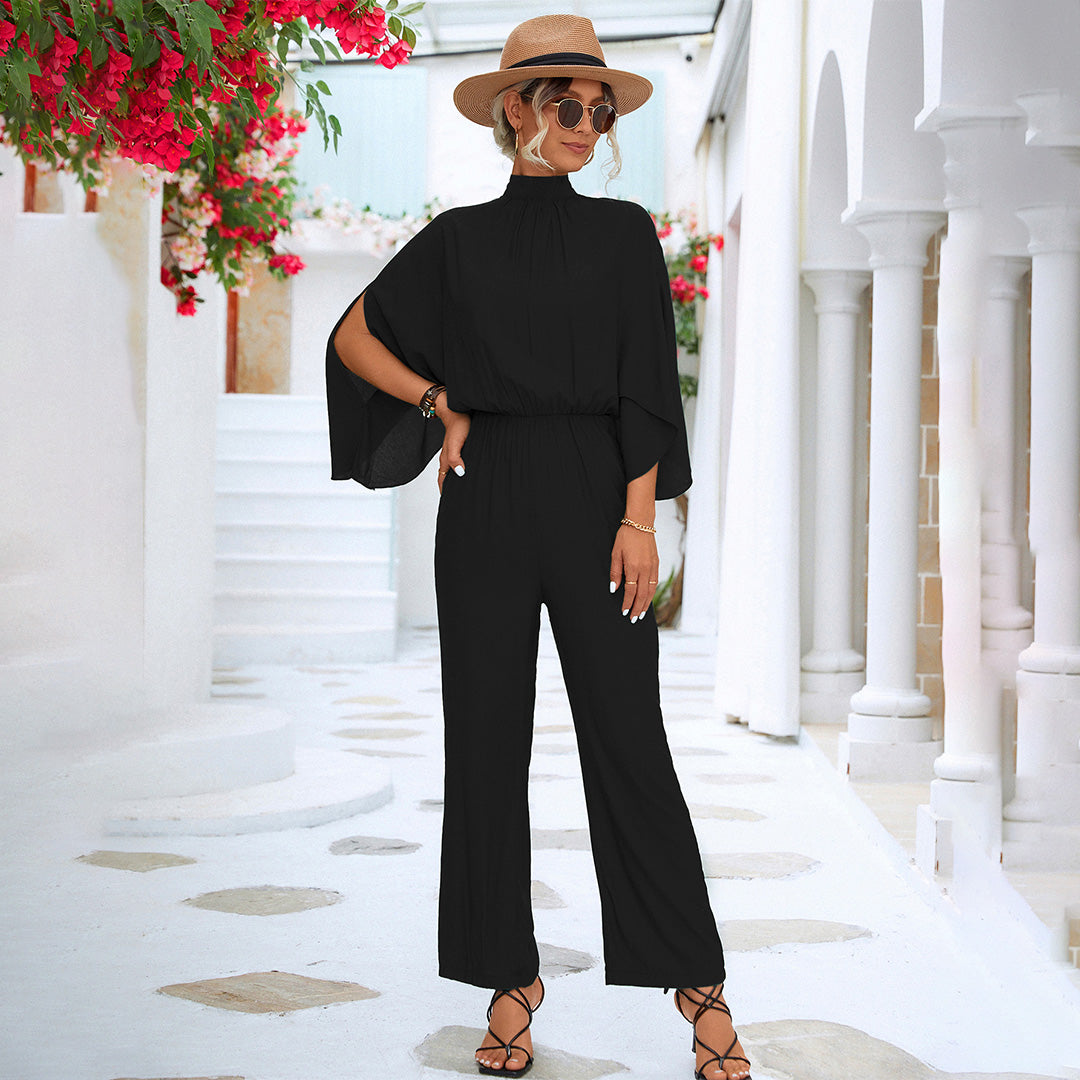 Women's elegant jumpsuit with loose bat sleeves