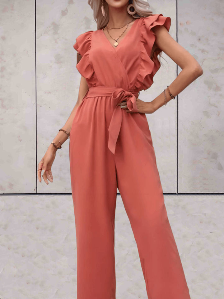 Women's trendy V-neck jumpsuit