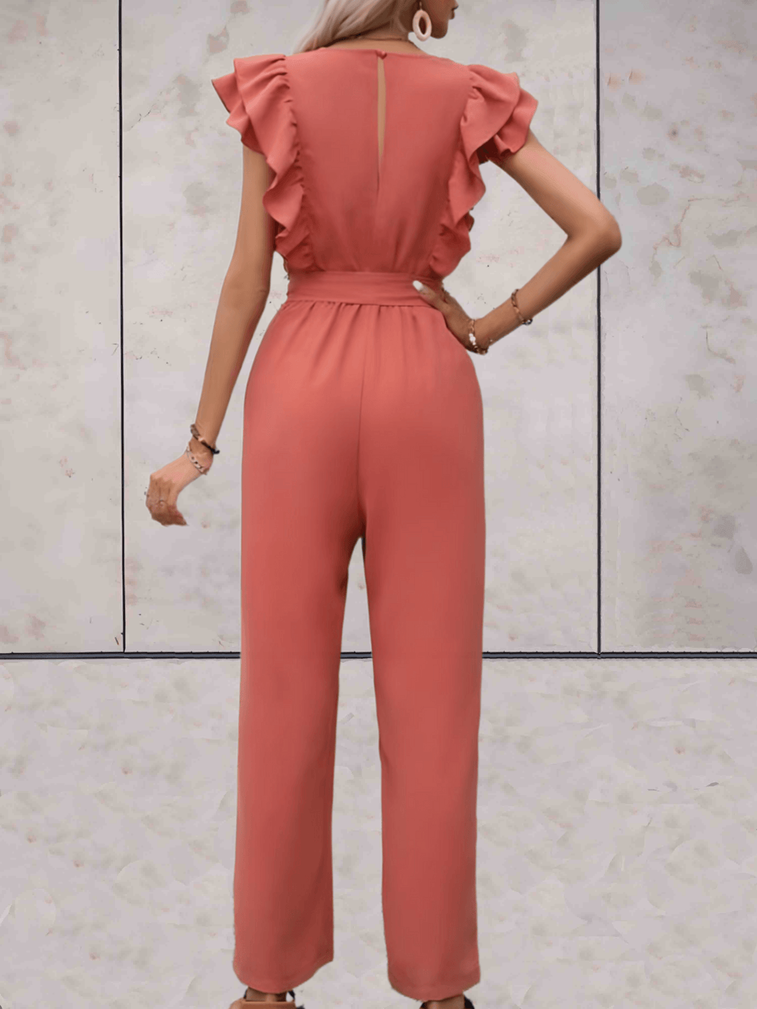 Women's trendy V-neck jumpsuit