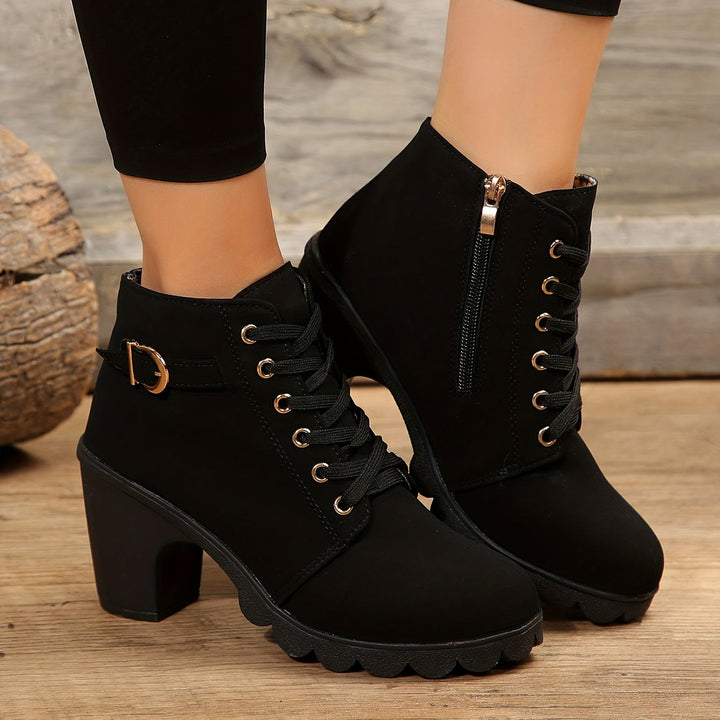 Women's Heeled Ankle Boots – Stylish Suede Footwear for Everyday Wear