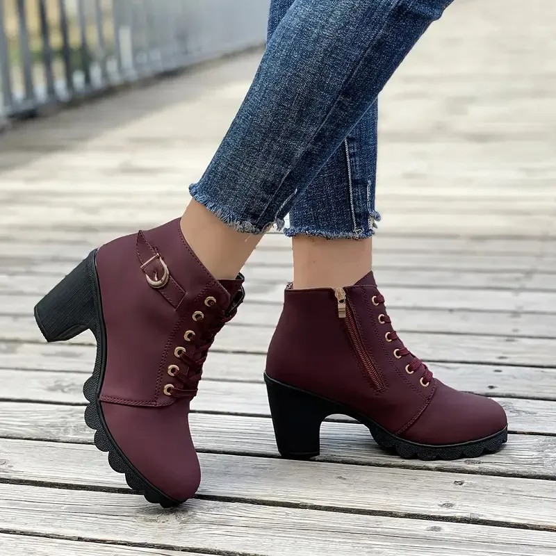 Women's Heeled Ankle Boots – Stylish Suede Footwear for Everyday Wear