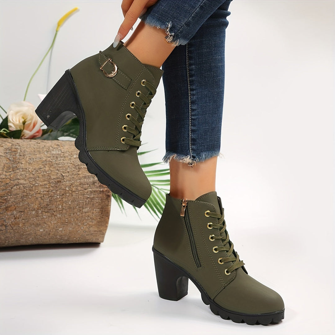 Women's Heeled Ankle Boots – Stylish Suede Footwear for Everyday Wear