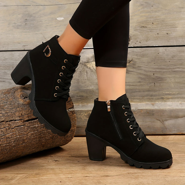 Women's Heeled Ankle Boots – Stylish Suede Footwear for Everyday Wear