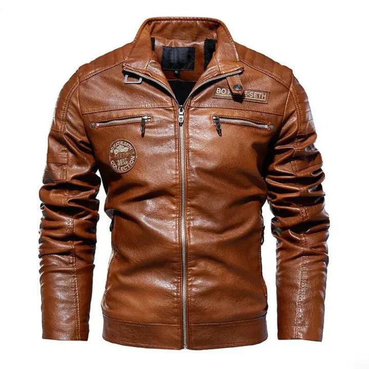 Men's casual leather winter jacket