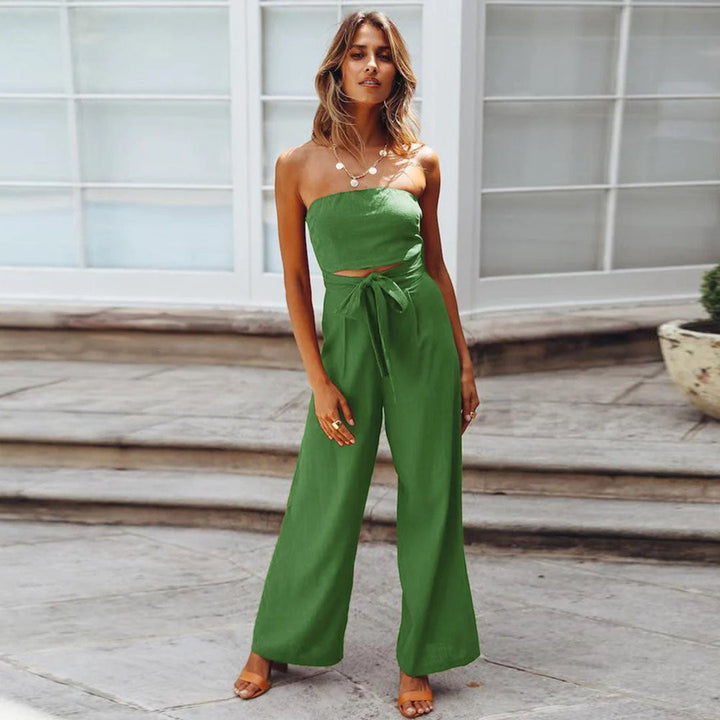 Strapless casual women's jumpsuit with elastic waist