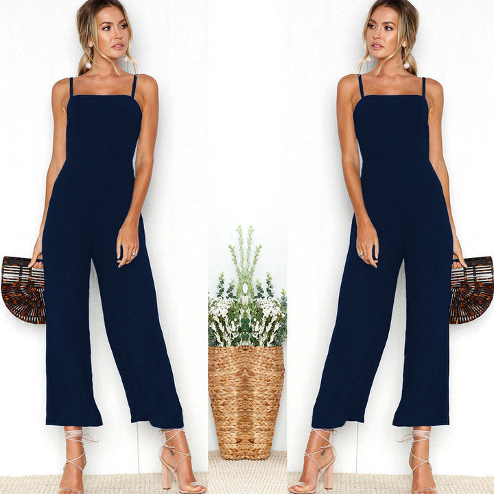 Women's sleeveless straight leg jumpsuit