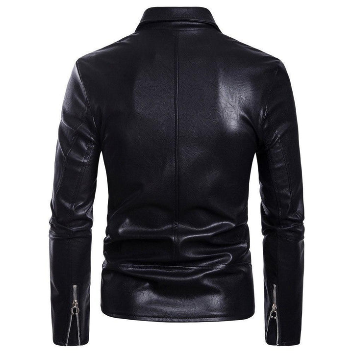 Casual pu leather jacket for men with zip closure